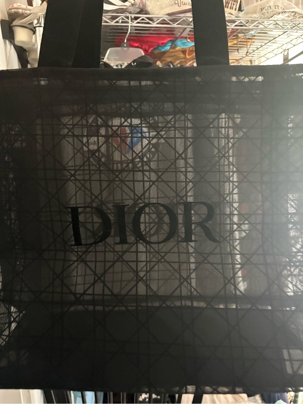 Dior Black Mesh Logo Tote
